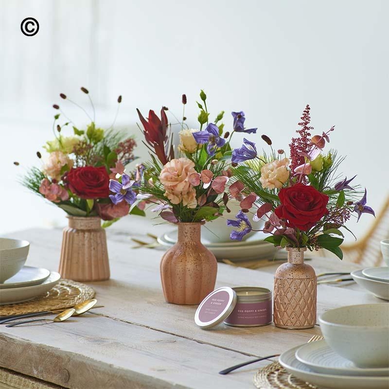 Luxury Classic Christmas Table Arrangement with candle