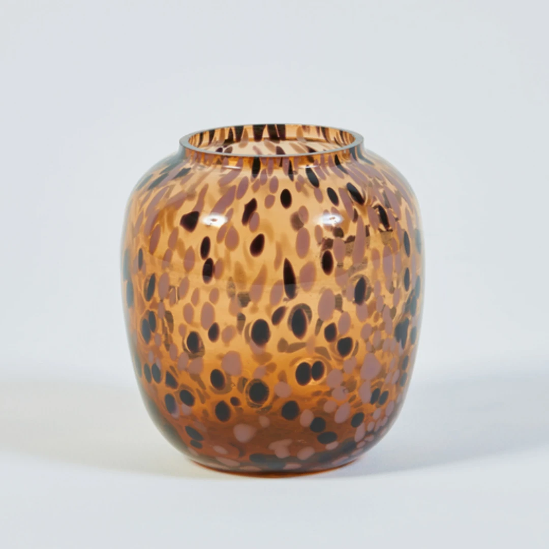 Flecked Plum and Black Glass Vase