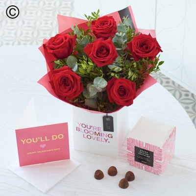 Valentines Six Red Rose Gift Set
