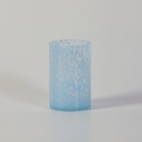 Blue Flecked Cylinder Glass Vase