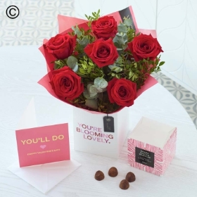 Valentines Six Red Rose Gift Set